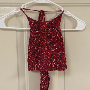 Red Rouched Halter Top
